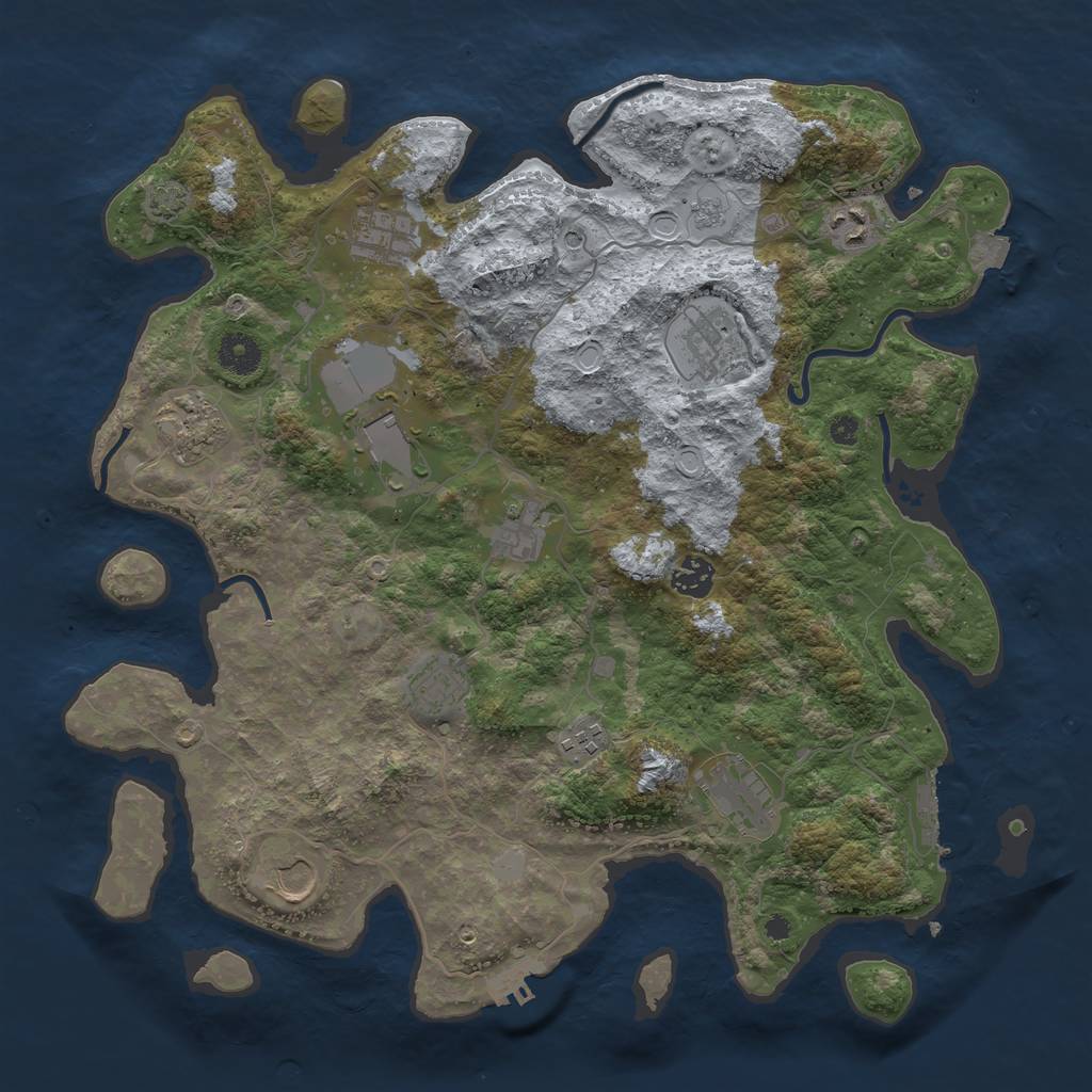 Rust Map: Procedural Map, Size: 3850, Seed: 1113117884, 19 Monuments