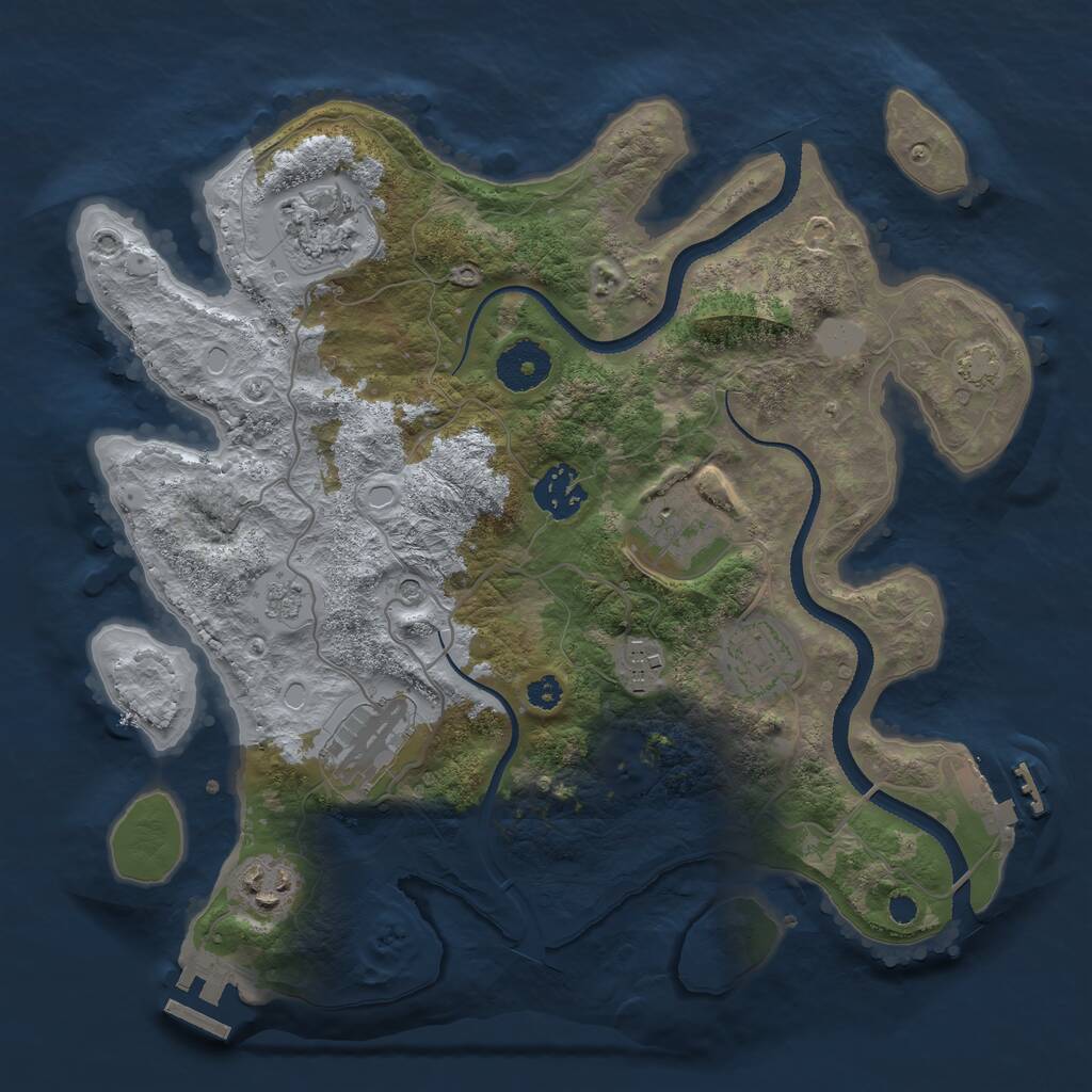 Rust Map: Procedural Map, Size: 3200, Seed: 5646516, 13 Monuments