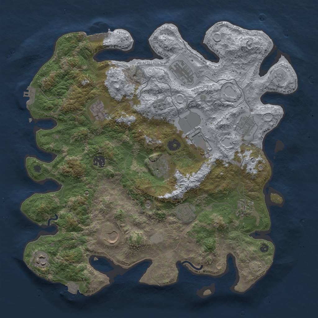 Rust Map: Procedural Map, Size: 3850, Seed: 88036375, 19 Monuments