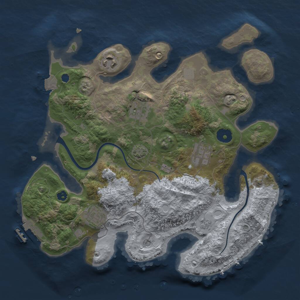 Rust Map: Procedural Map, Size: 3000, Seed: 30085, 9 Monuments