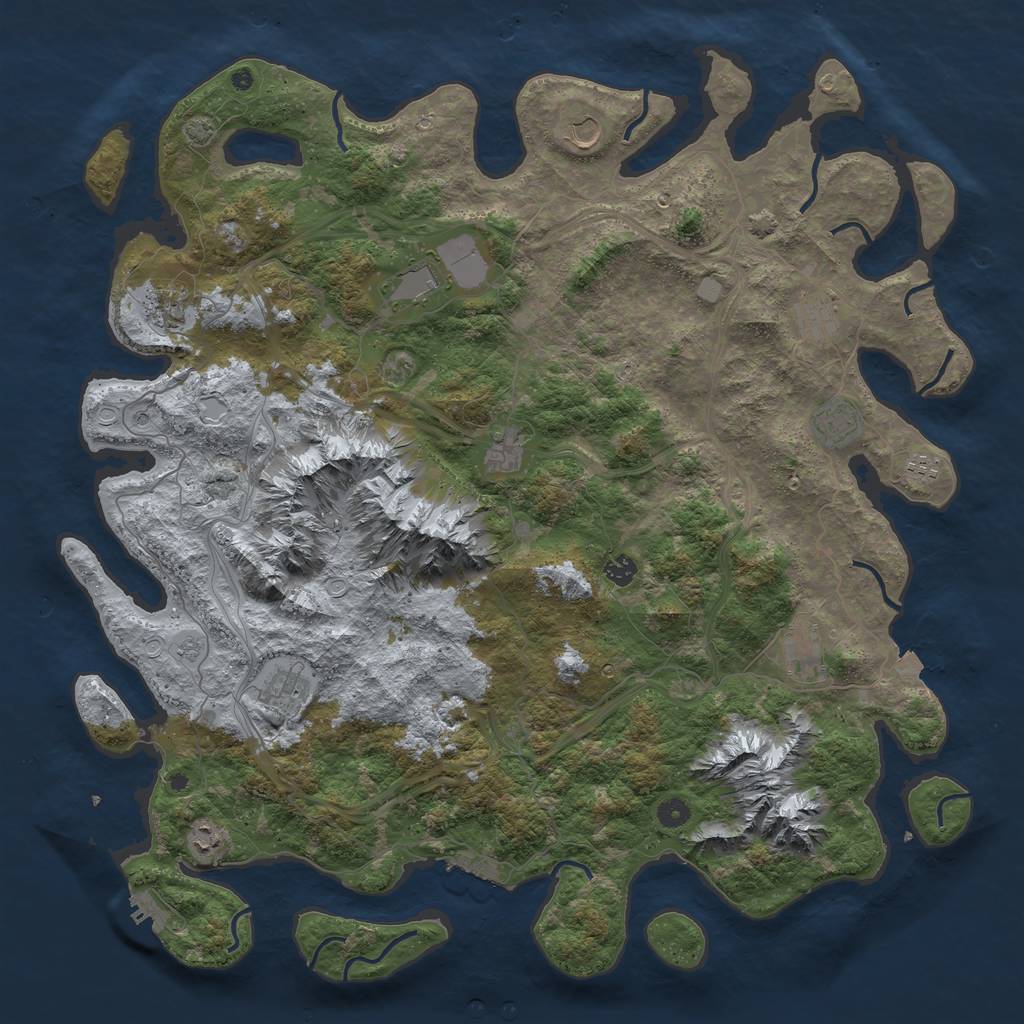 Rust Map: Procedural Map, Size: 5000, Seed: 1743968574, 19 Monuments