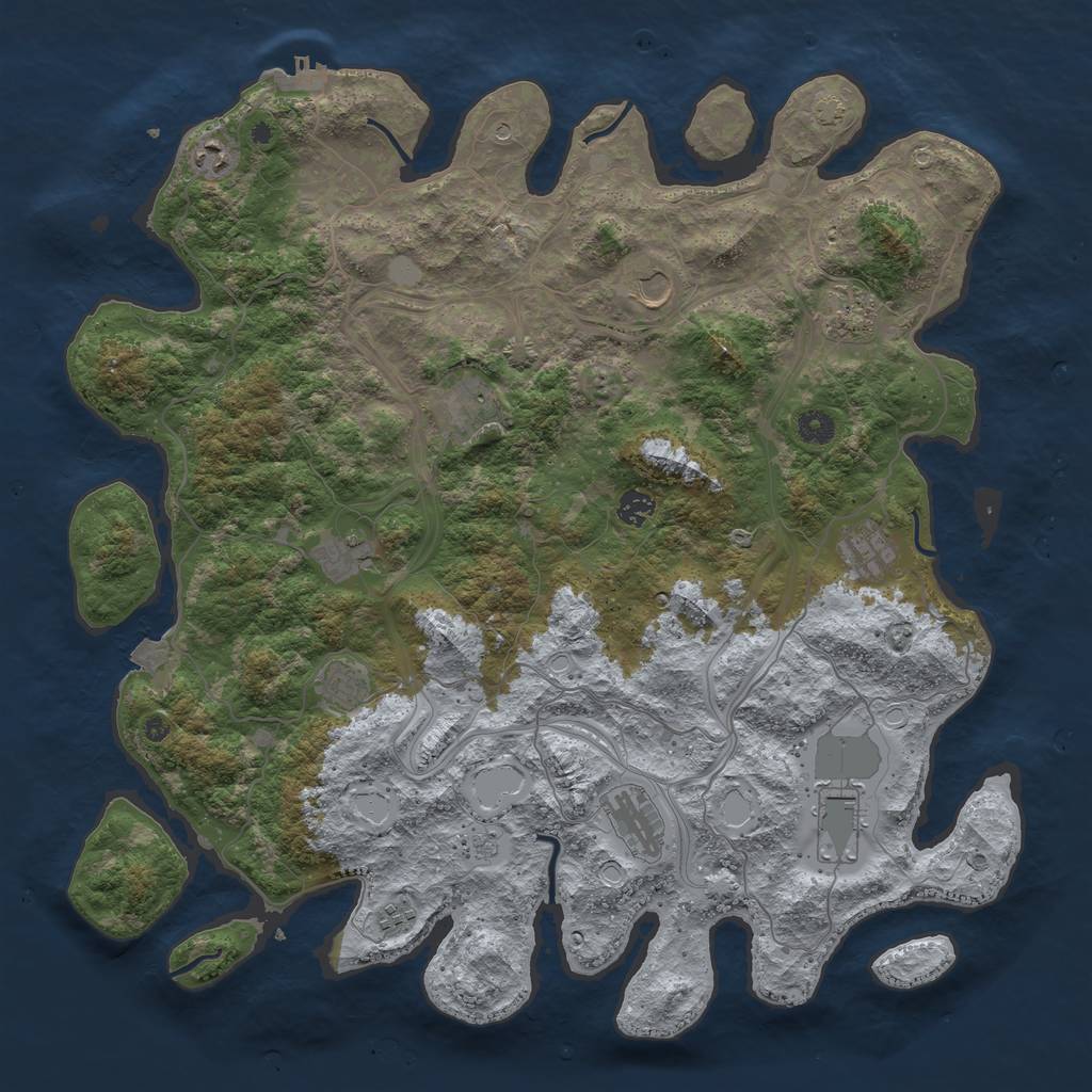 Rust Map: Procedural Map, Size: 4500, Seed: 1516170728, 18 Monuments