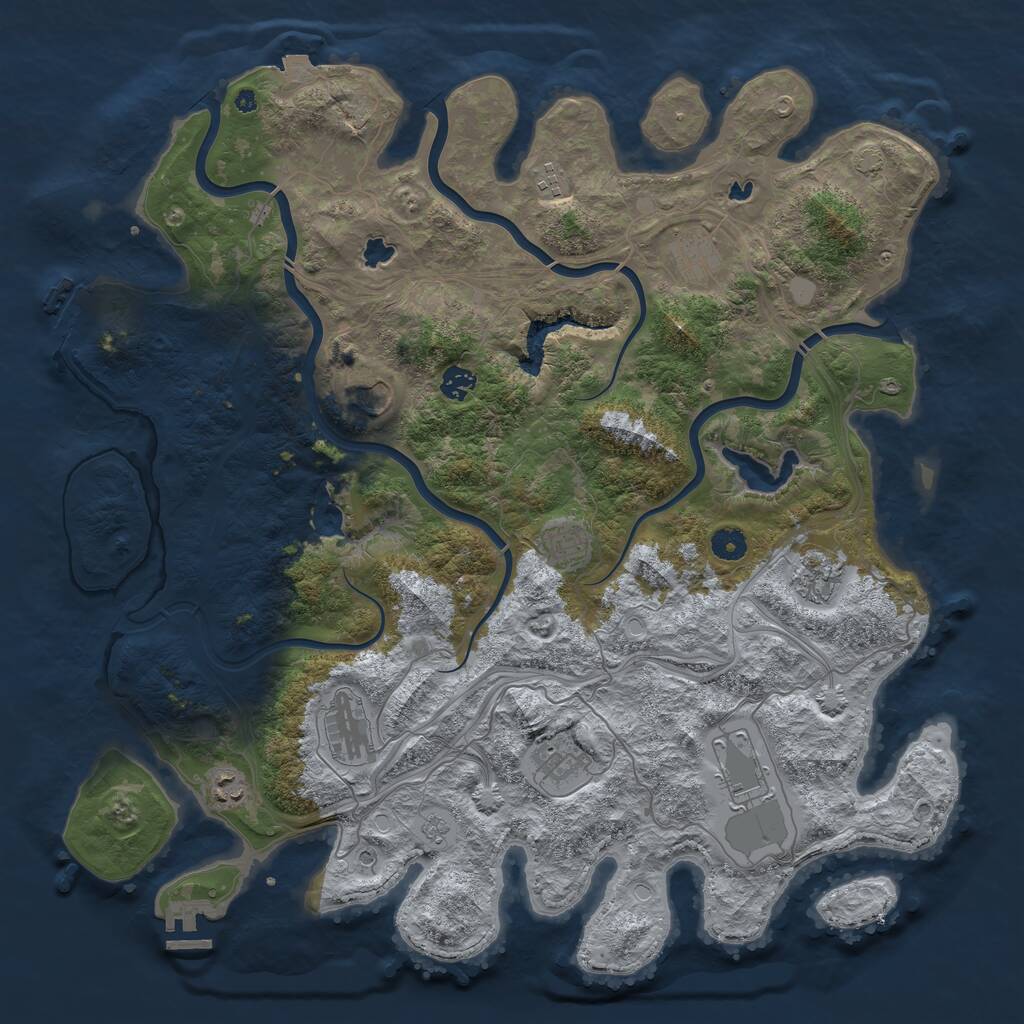 Rust Map: Procedural Map, Size: 4500, Seed: 1516170728, 16 Monuments