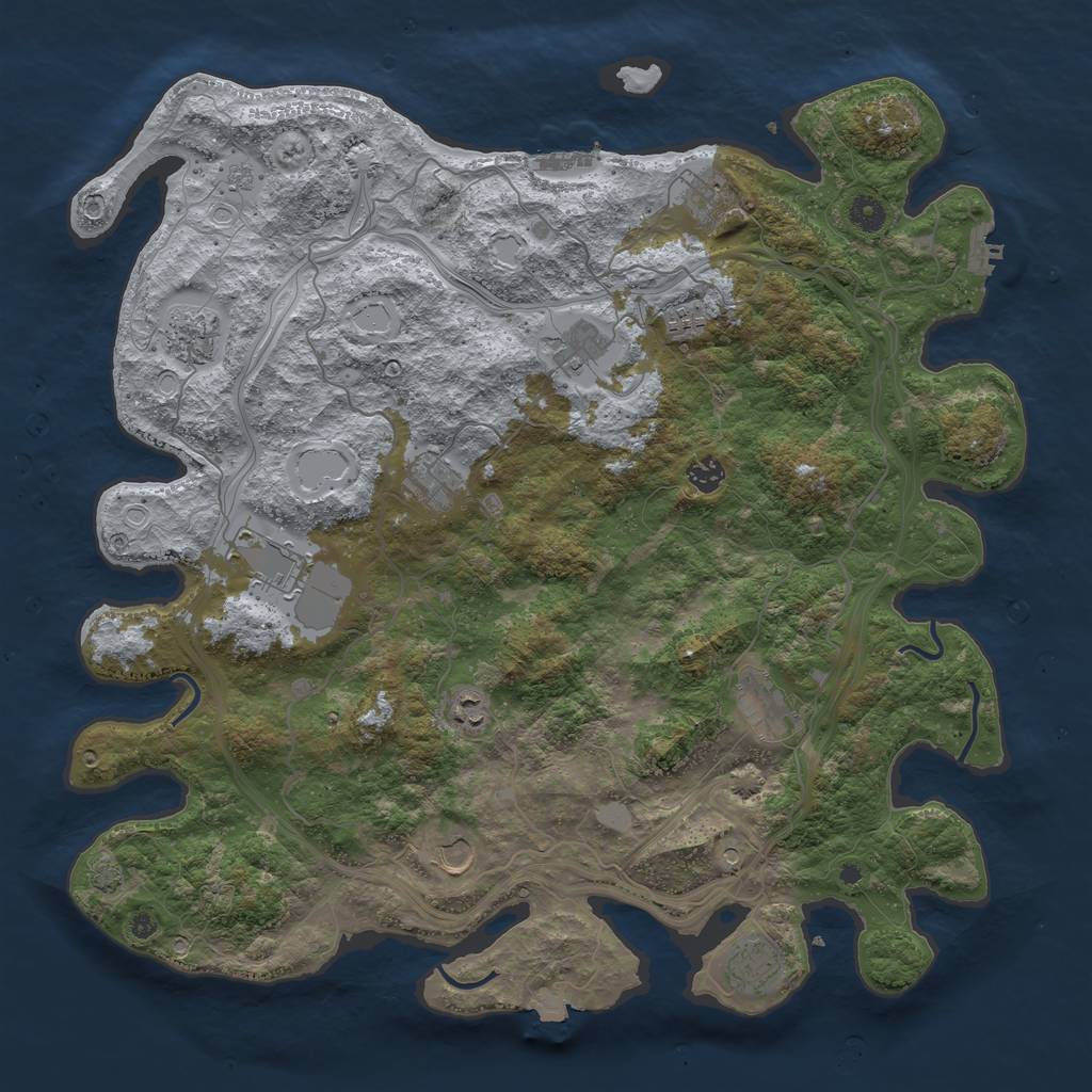 Rust Map: Procedural Map, Size: 4500, Seed: 1843390920, 19 Monuments