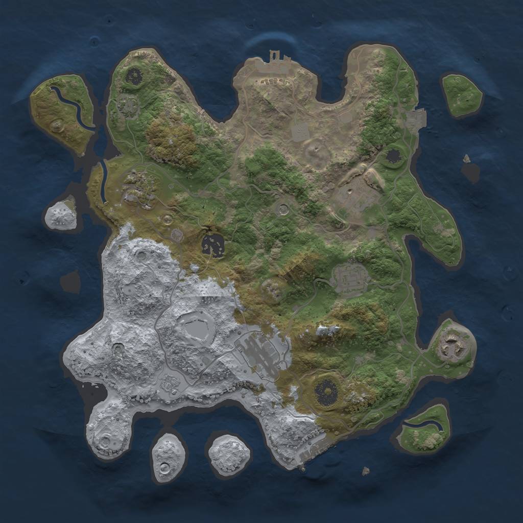 Rust Map: Procedural Map, Size: 3200, Seed: 119803243, 14 Monuments
