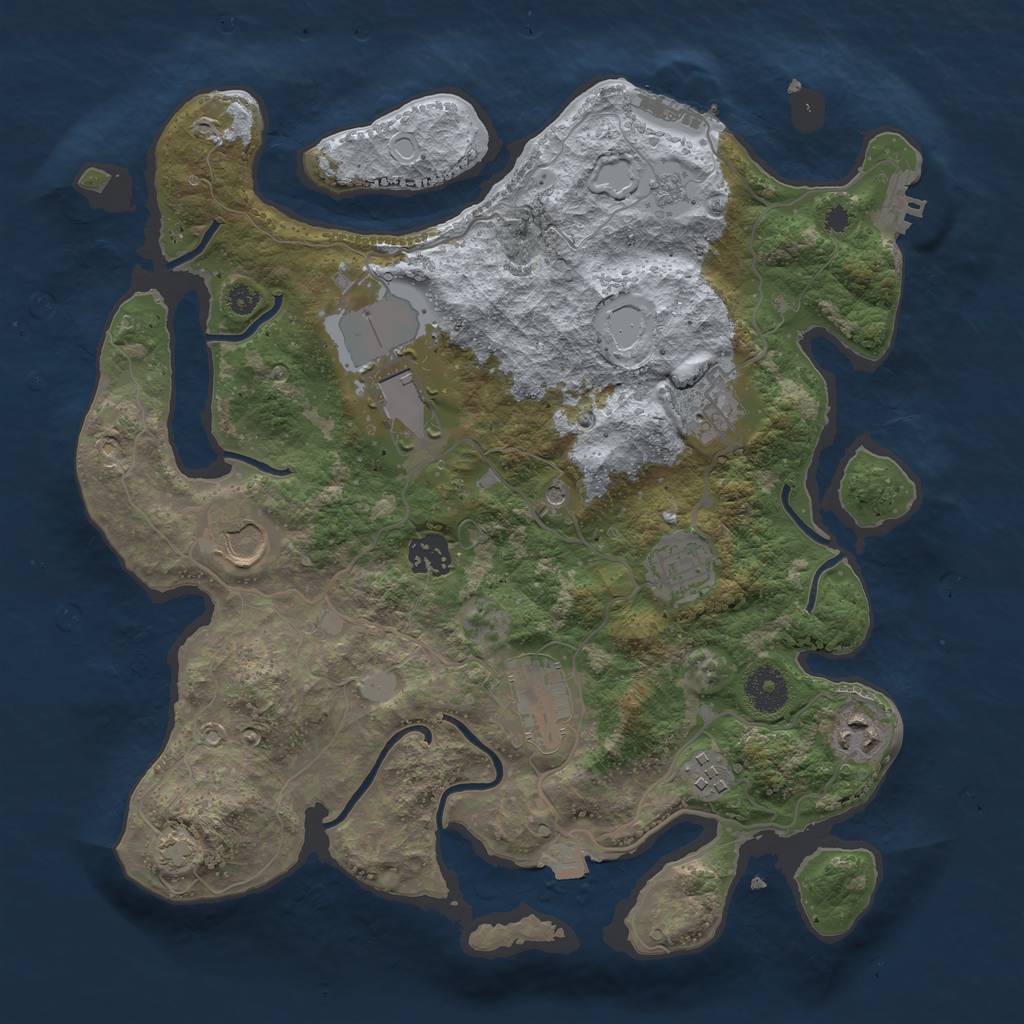 Rust Map: Procedural Map, Size: 3500, Seed: 164314519, 16 Monuments