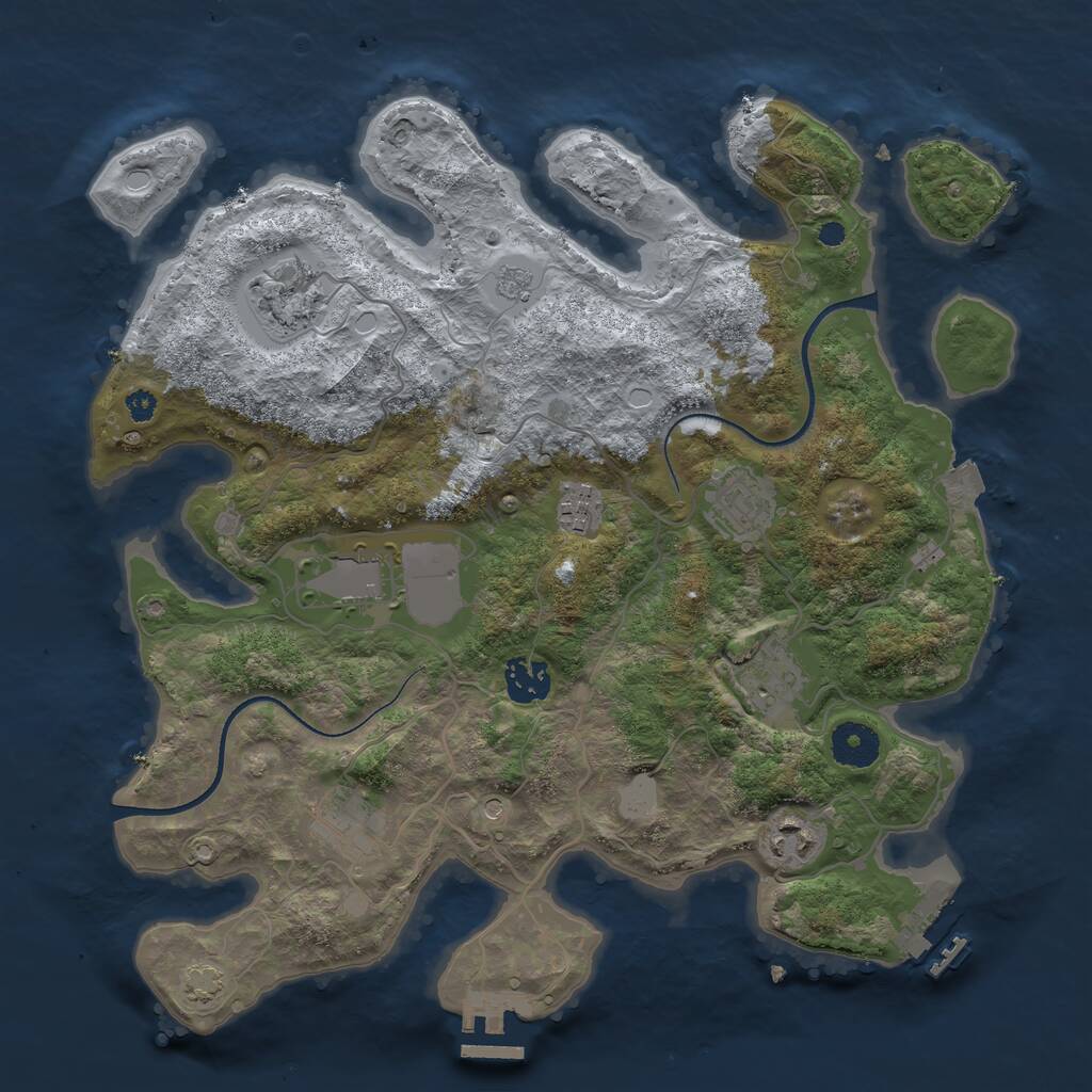 Rust Map: Procedural Map, Size: 3500, Seed: 33484317, 14 Monuments