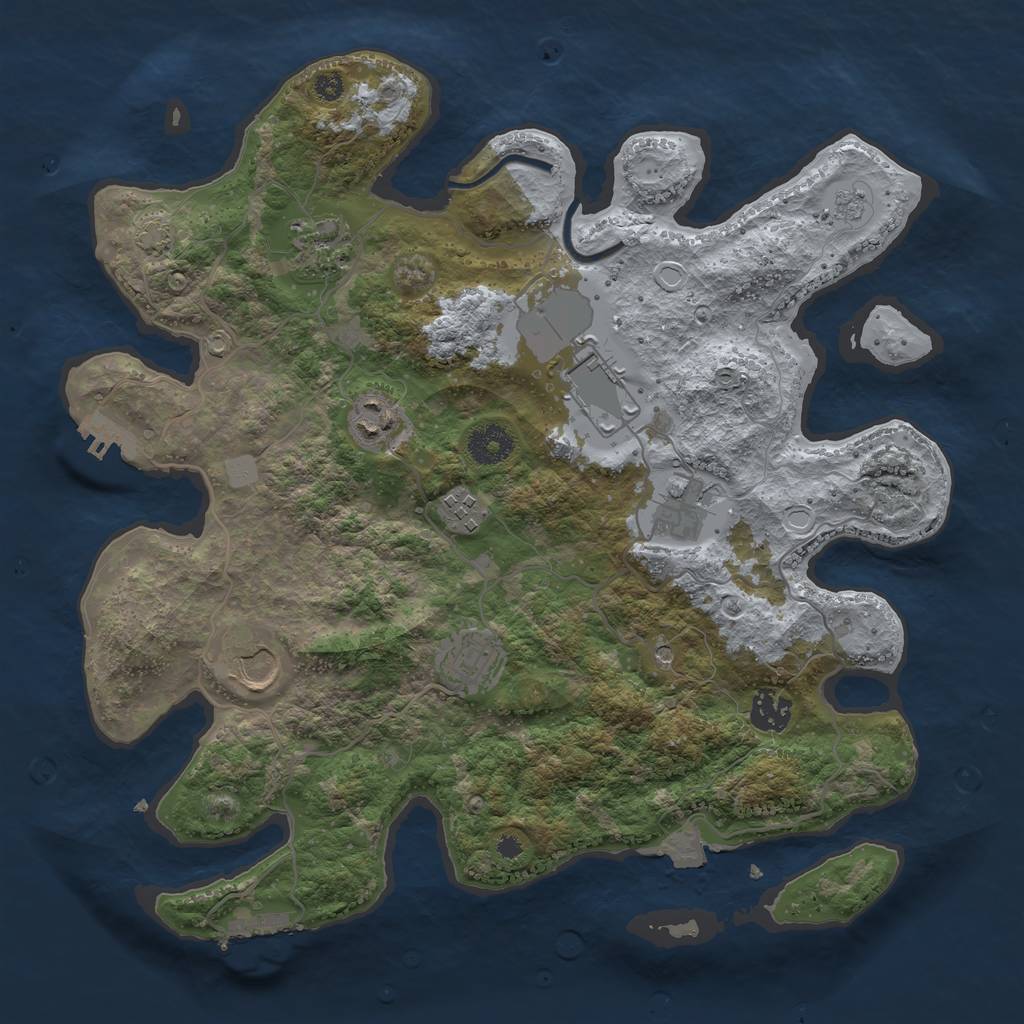 Rust Map: Procedural Map, Size: 3600, Seed: 308307916, 16 Monuments