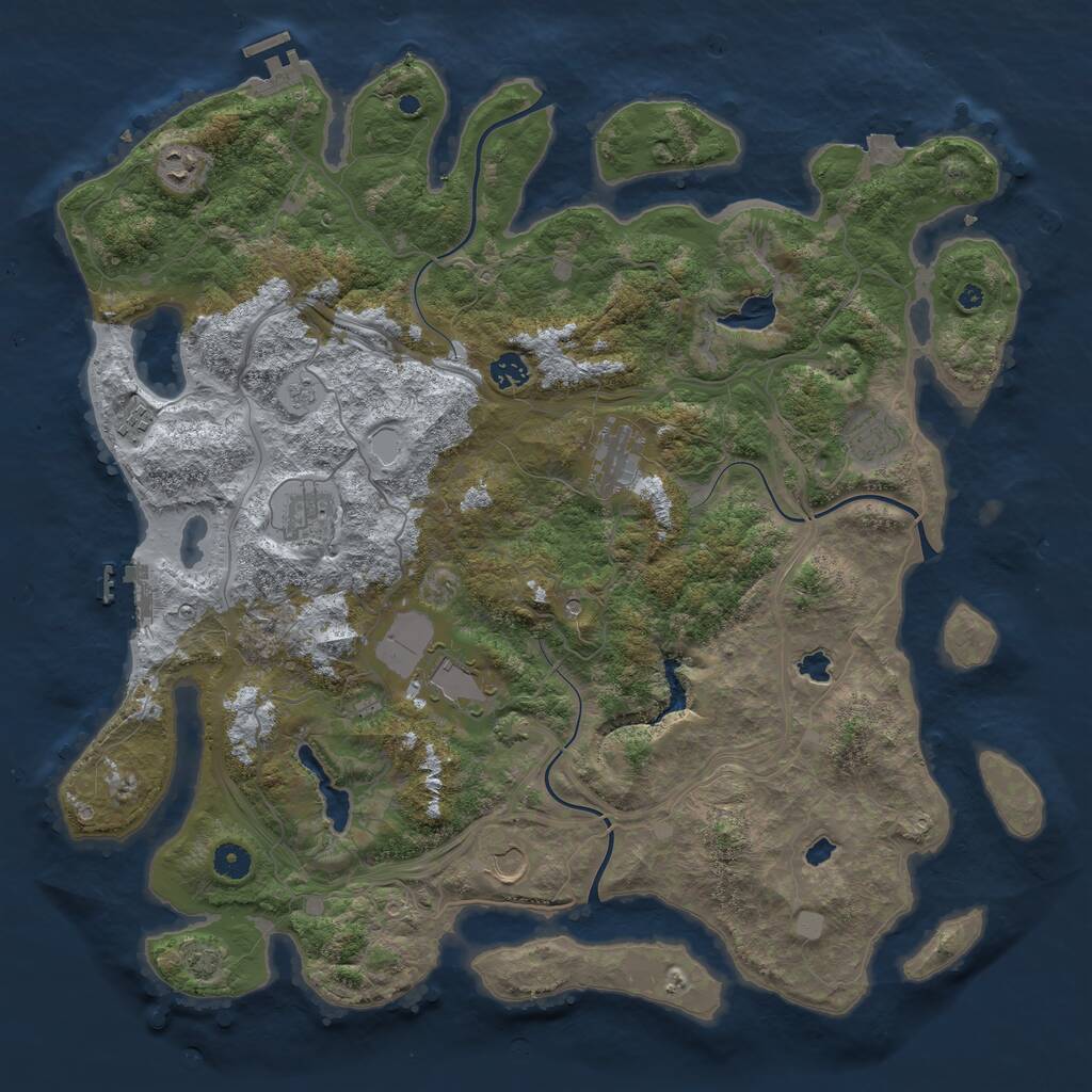 Rust Map: Procedural Map, Size: 4500, Seed: 583067701, 14 Monuments