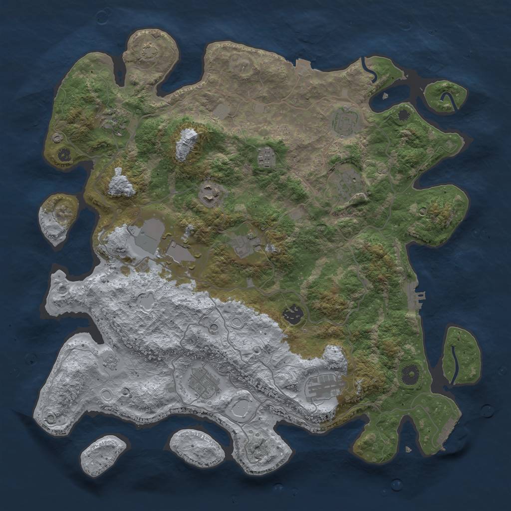 Rust Map: Procedural Map, Size: 4000, Seed: 634856588, 18 Monuments