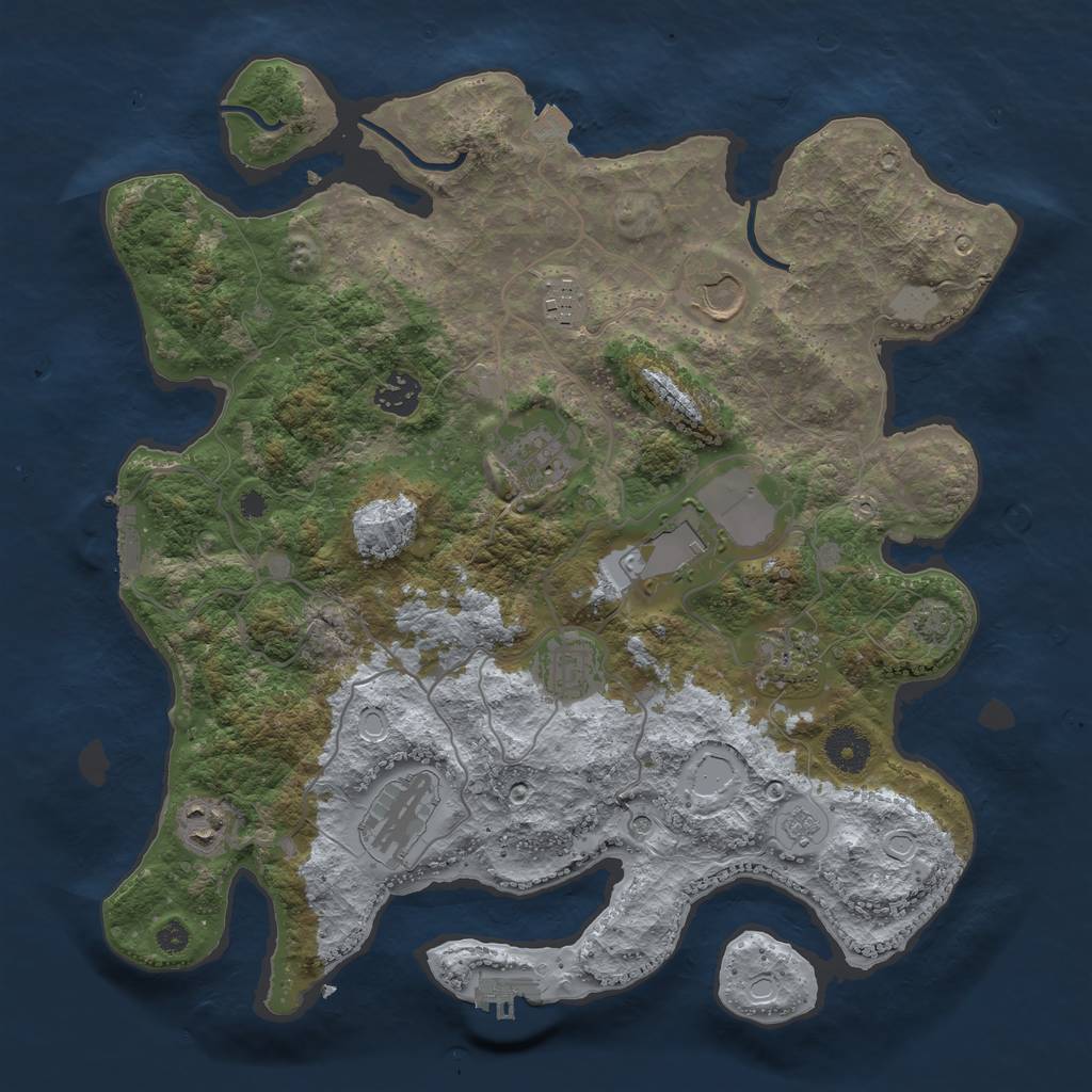 Rust Map: Procedural Map, Size: 3650, Seed: 635871264, 17 Monuments