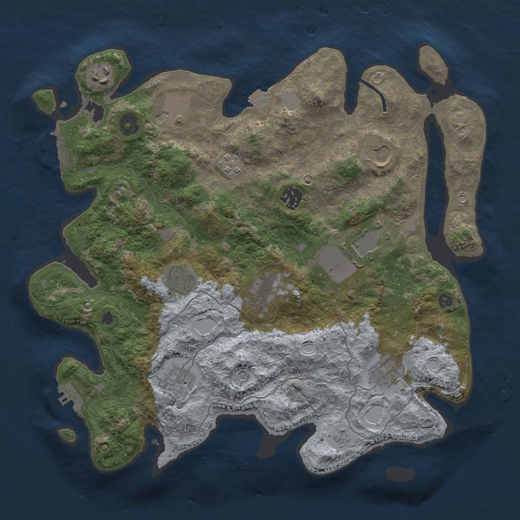 Rust Map: Procedural Map, Size: 3650, Seed: 62097049, 18 Monuments