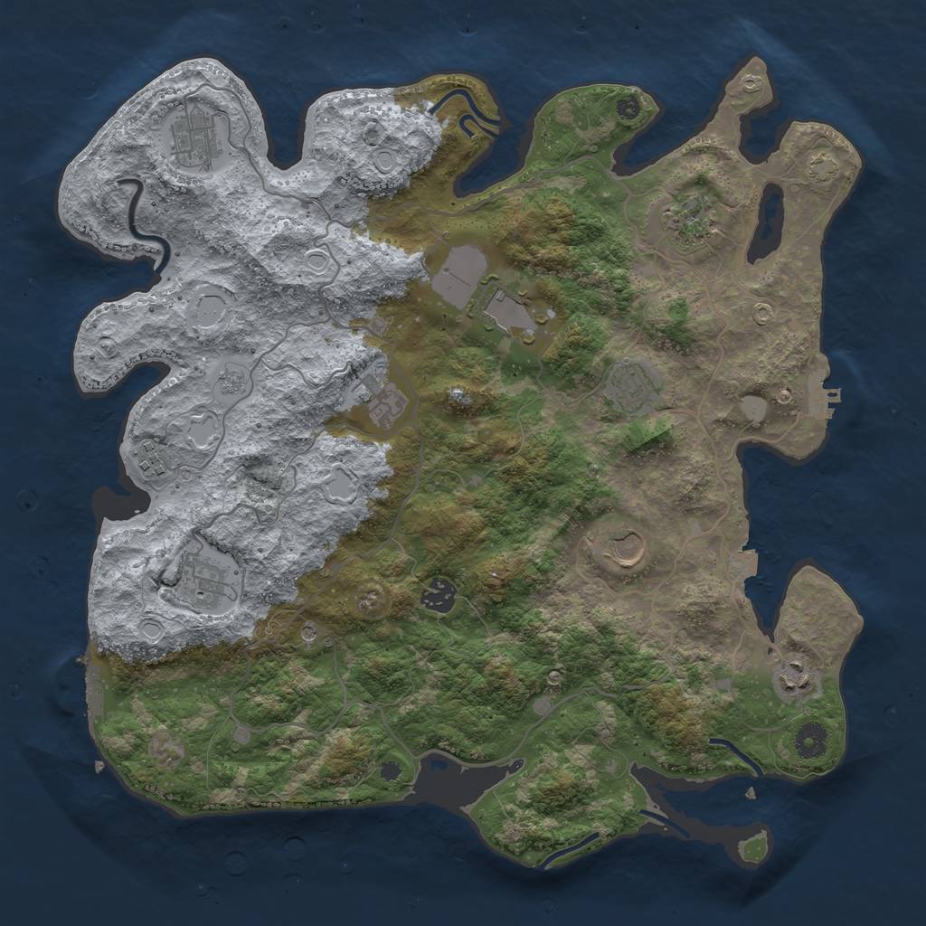 Rust Map: Procedural Map, Size: 4000, Seed: 215967457, 18 Monuments