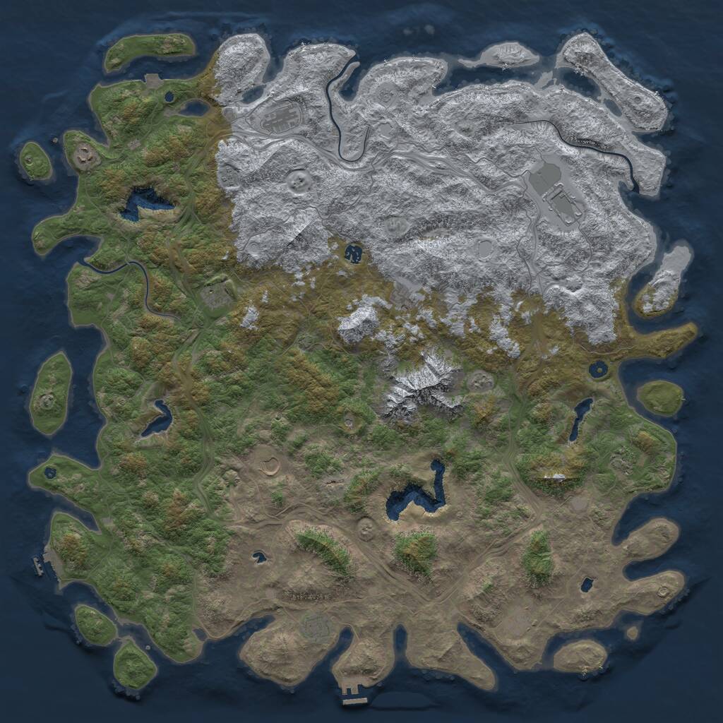 Rust Map: Procedural Map, Size: 6000, Seed: 18032264, 17 Monuments
