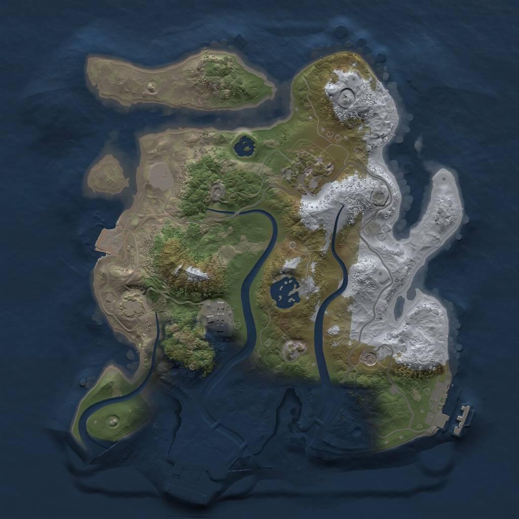 Rust Map: Procedural Map, Size: 2554, Seed: 53022574, 8 Monuments