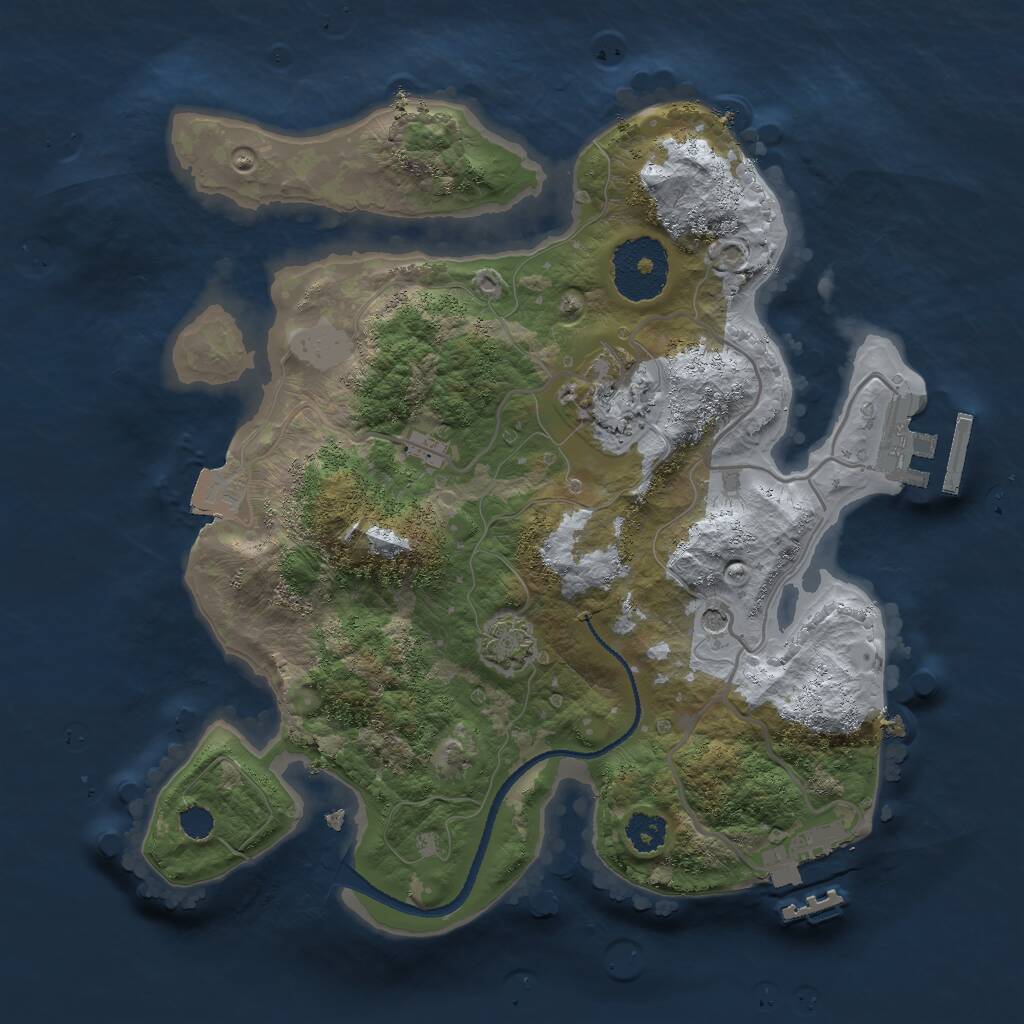 Rust Map: Procedural Map, Size: 2554, Seed: 53022574, 6 Monuments