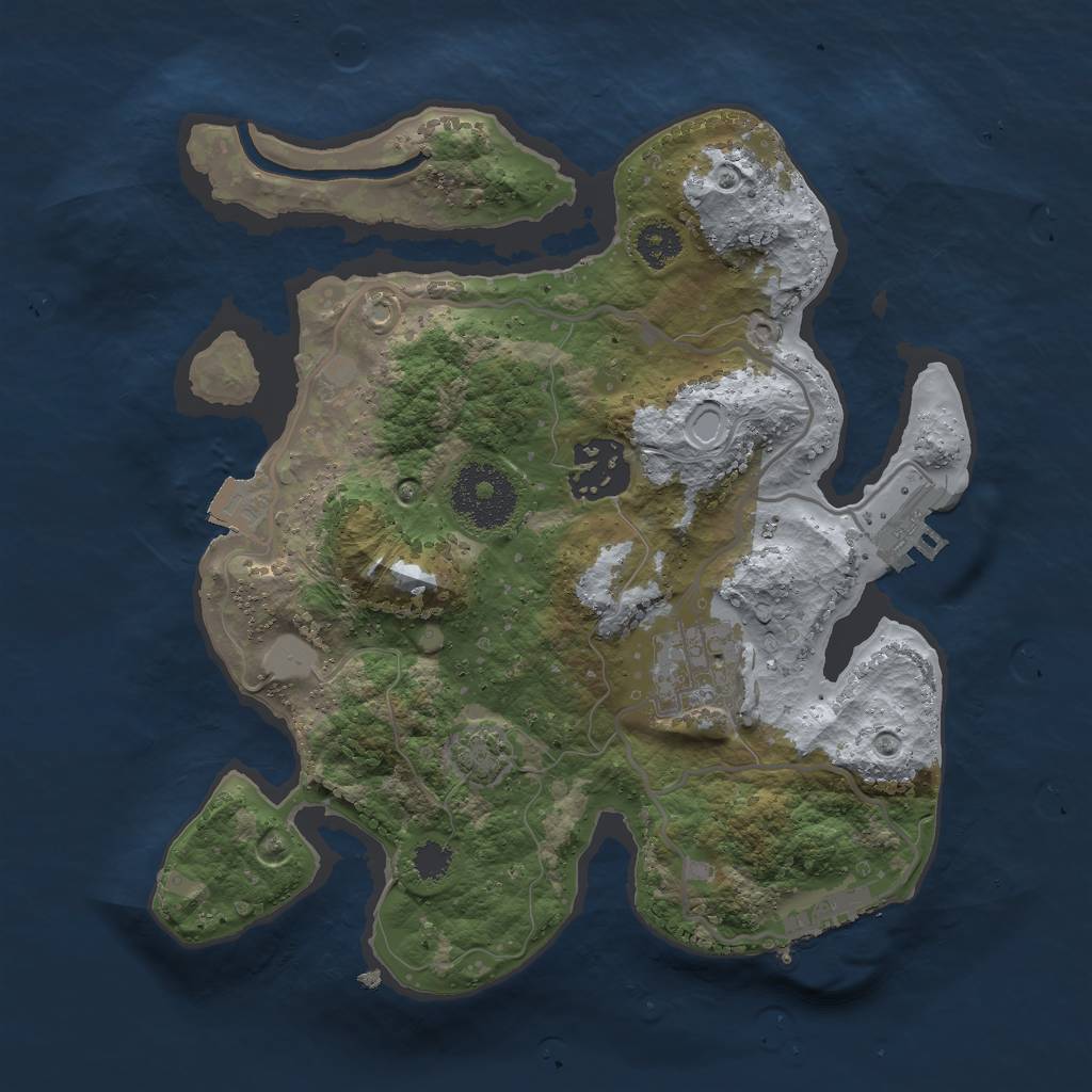 Rust Map: Procedural Map, Size: 2554, Seed: 53022574, 8 Monuments