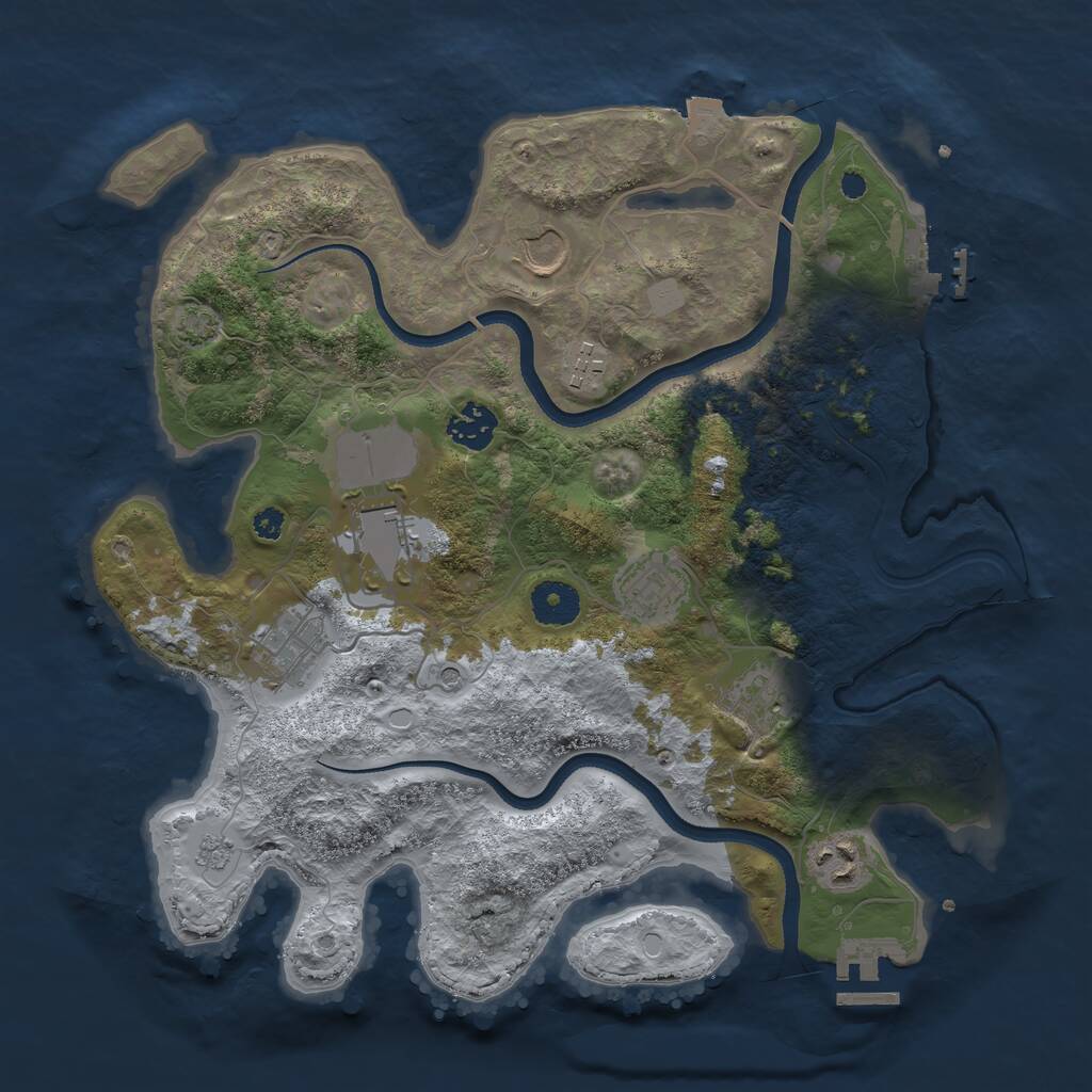 Rust Map: Procedural Map, Size: 3500, Seed: 92059499, 14 Monuments
