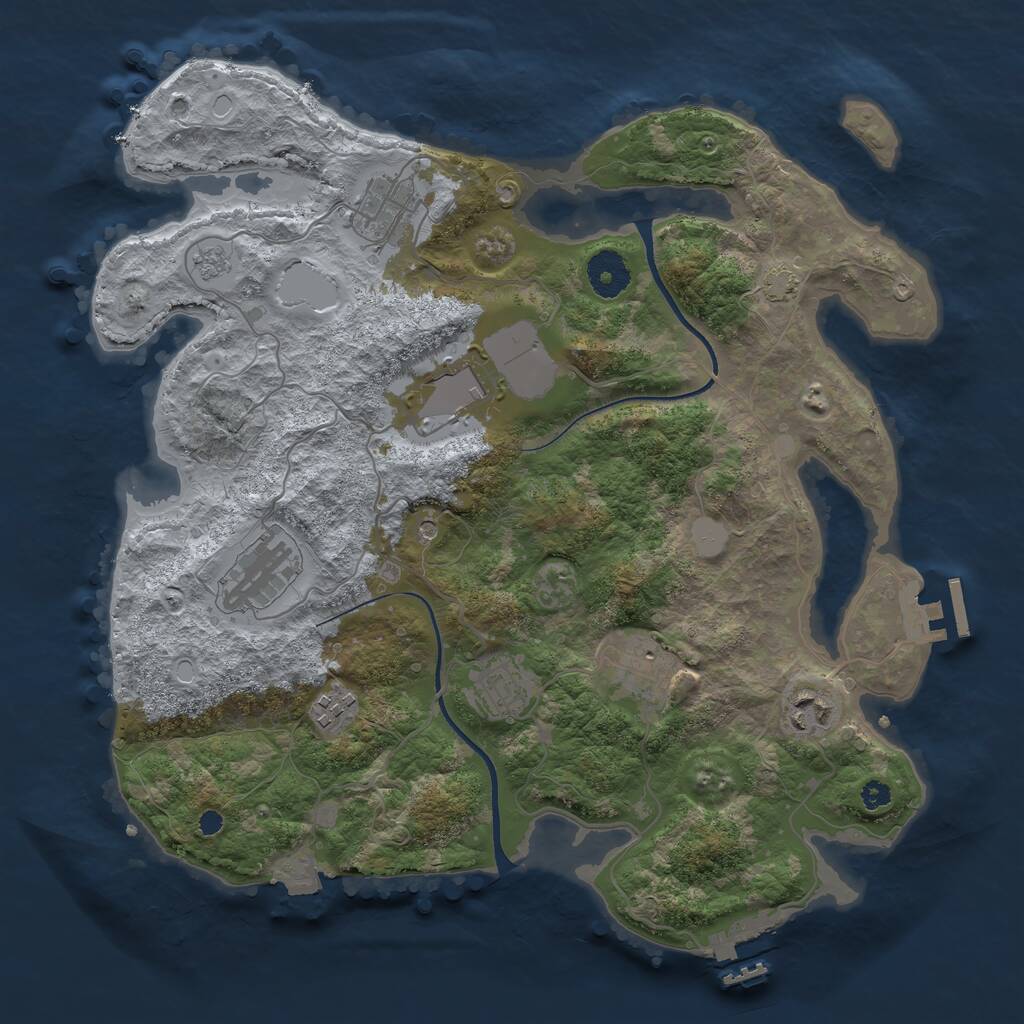 Rust Map: Procedural Map, Size: 3500, Seed: 215967457, 13 Monuments