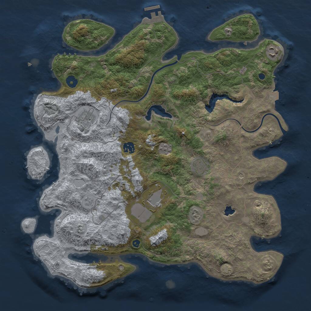 Rust Map: Procedural Map, Size: 4000, Seed: 1873610419, 11 Monuments