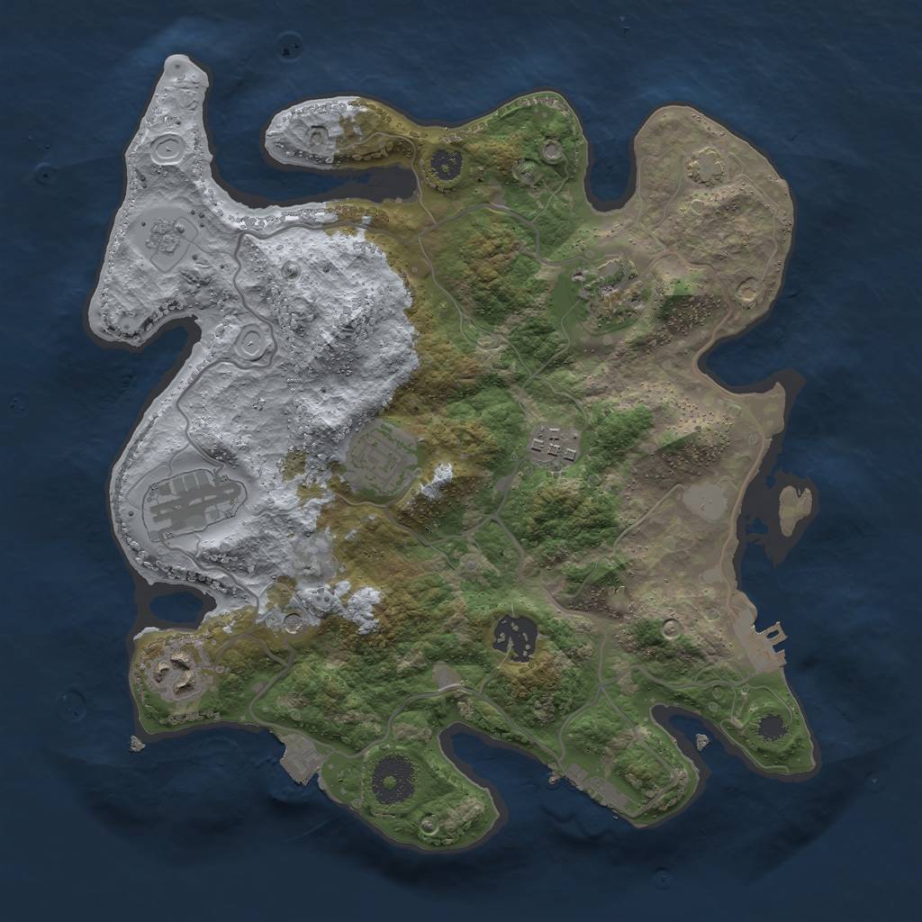 Rust Map: Procedural Map, Size: 3000, Seed: 12215, 14 Monuments