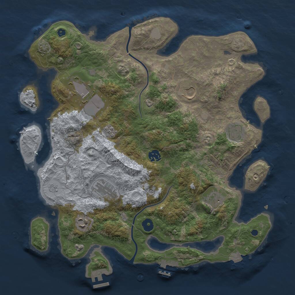 Rust Map: Procedural Map, Size: 3700, Seed: 15280435, 14 Monuments