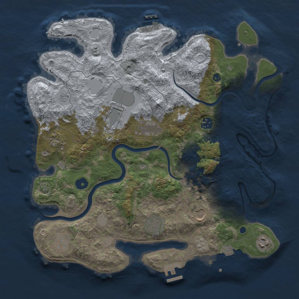 Rust Map: Procedural Map, Size: 3750, Seed: 2080387471, 15 Monuments