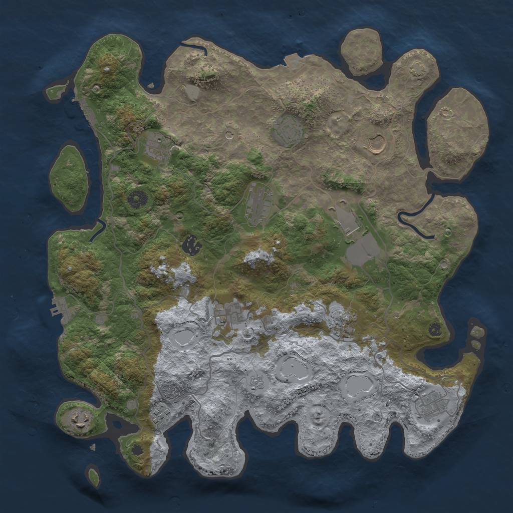 Rust Map: Procedural Map, Size: 4000, Seed: 983077758, 19 Monuments