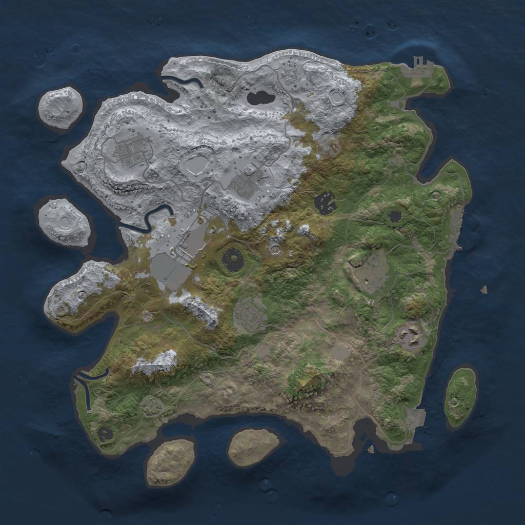 Rust Map: Procedural Map, Size: 3500, Seed: 1064845409, 15 Monuments