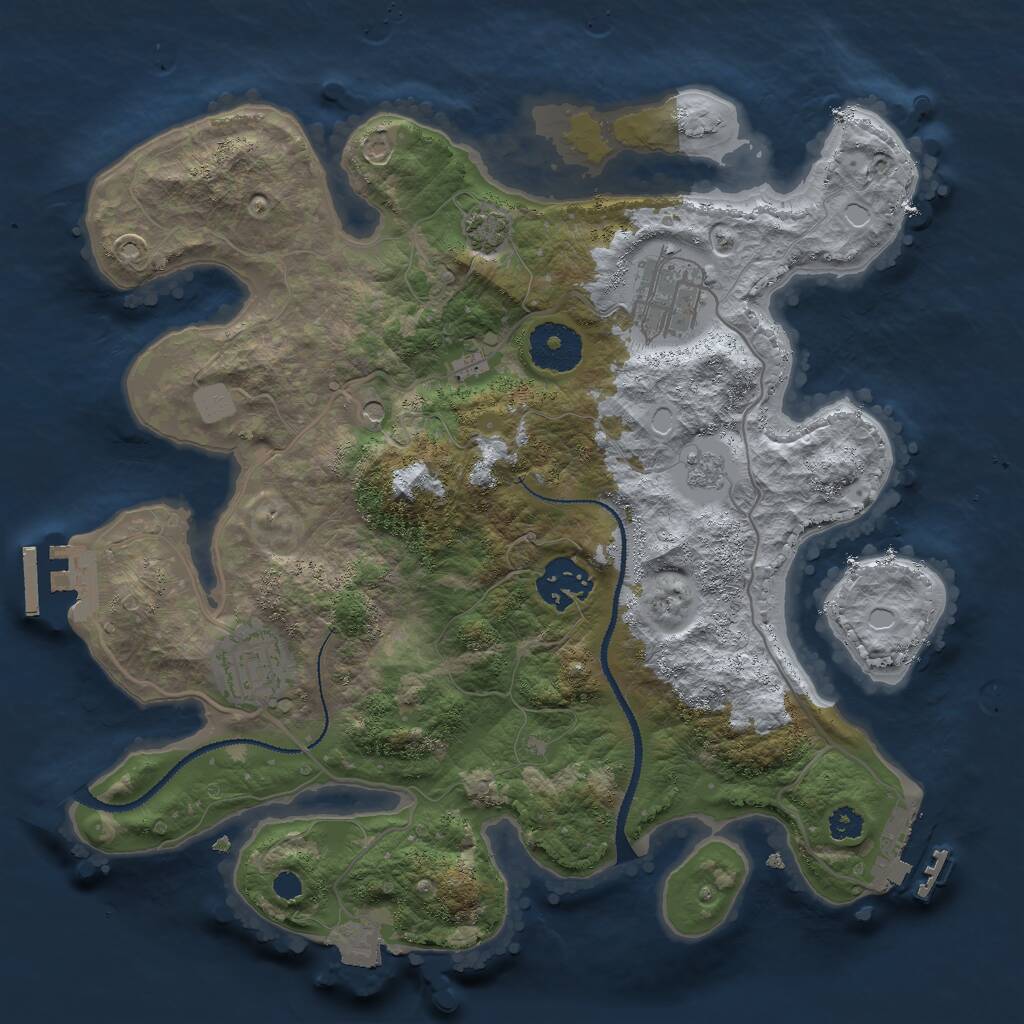 Rust Map: Procedural Map, Size: 3000, Seed: 25911, 9 Monuments