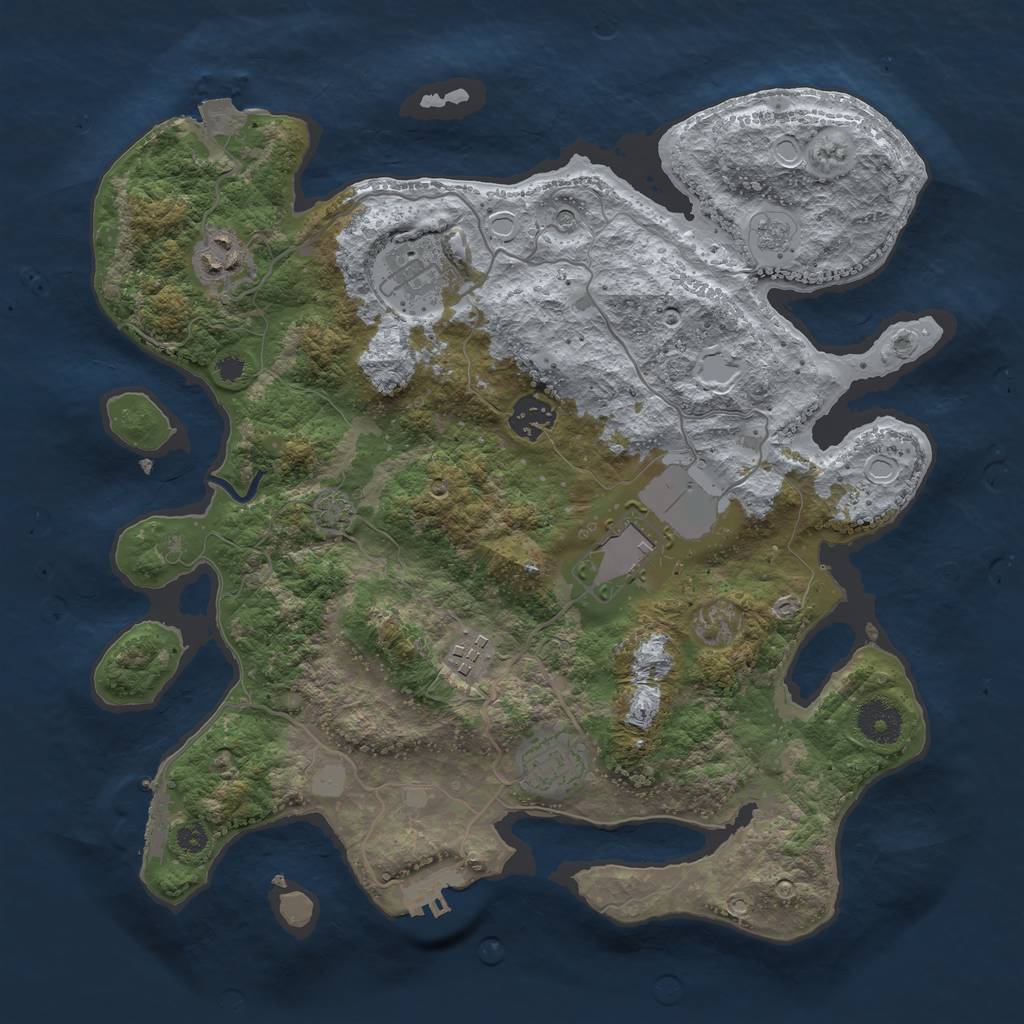 Rust Map: Procedural Map, Size: 3500, Seed: 1228679988, 14 Monuments