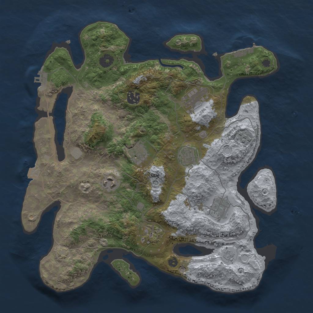 Rust Map: Procedural Map, Size: 3400, Seed: 46741190, 16 Monuments