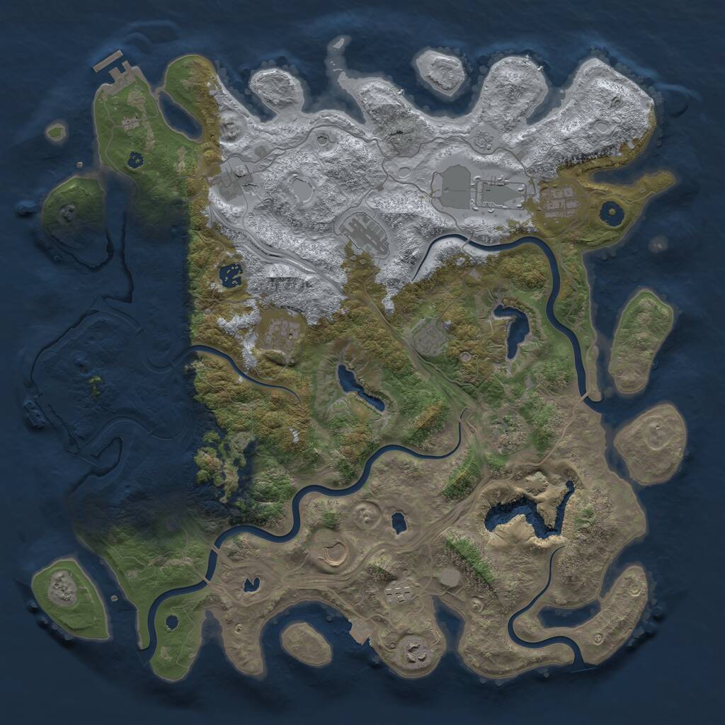 Rust Map: Procedural Map, Size: 4500, Seed: 1486660412, 17 Monuments