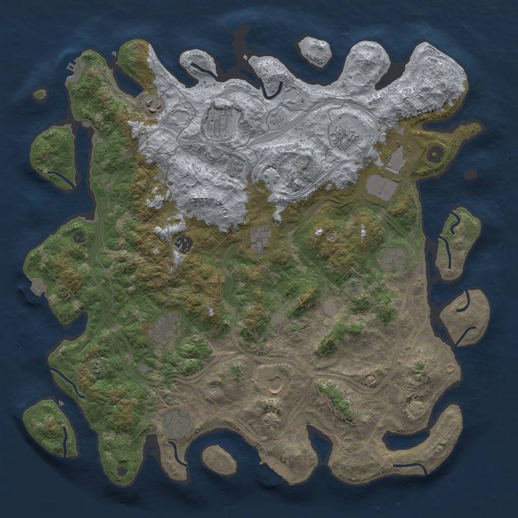 Rust Map: Procedural Map, Size: 4500, Seed: 1486660412, 19 Monuments