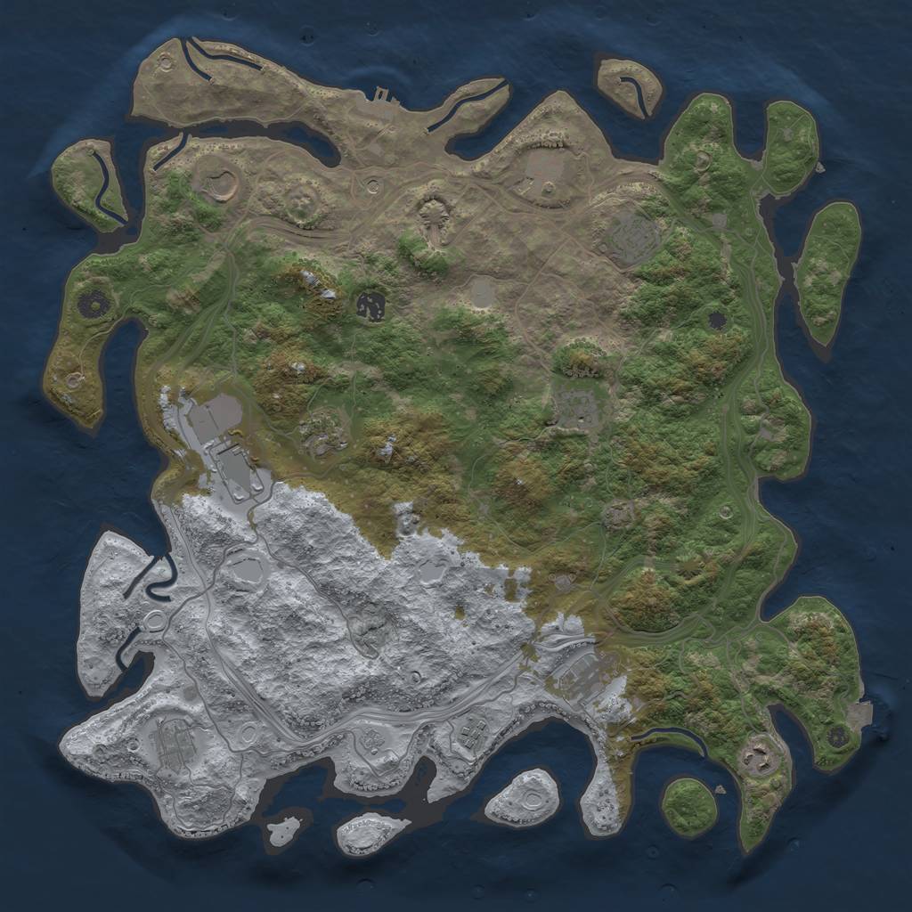 Rust Map: Procedural Map, Size: 4500, Seed: 1292257335, 18 Monuments