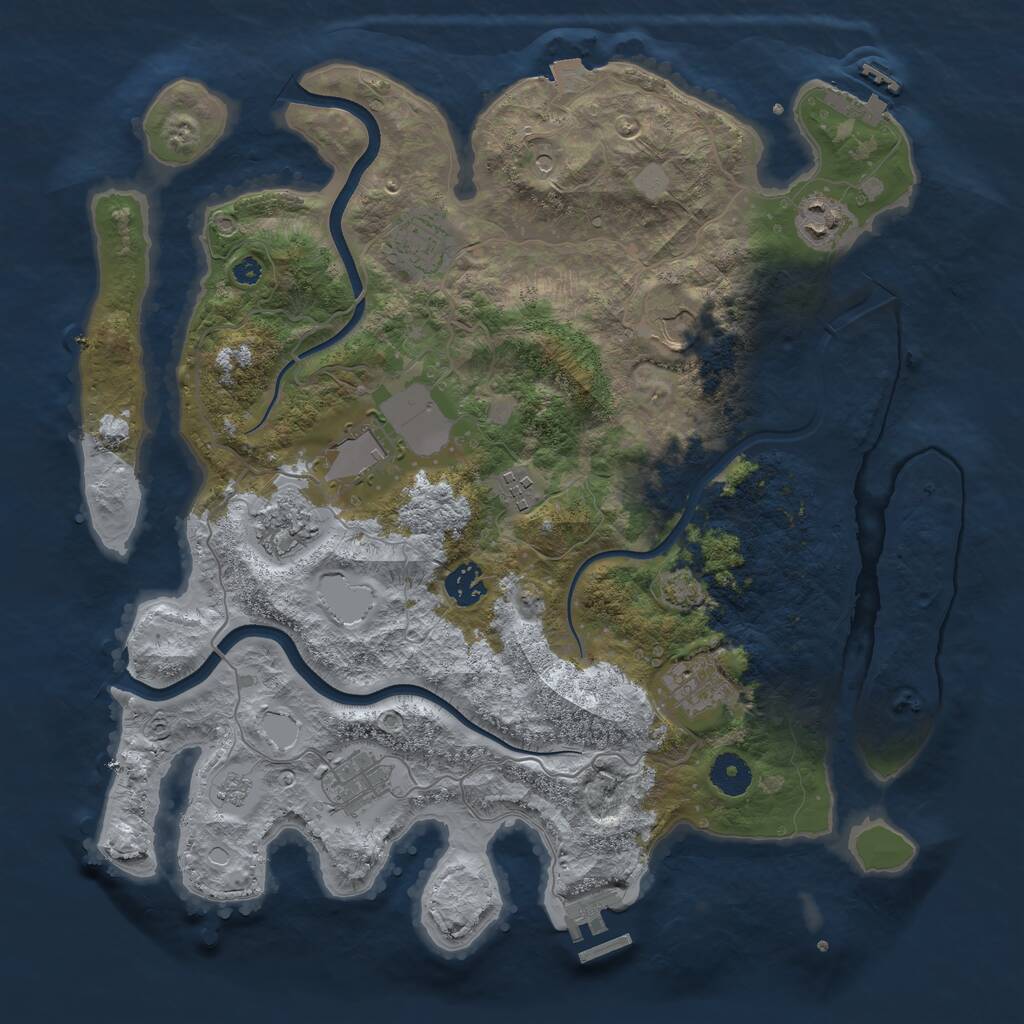 Rust Map: Procedural Map, Size: 3750, Seed: 772717777, 15 Monuments