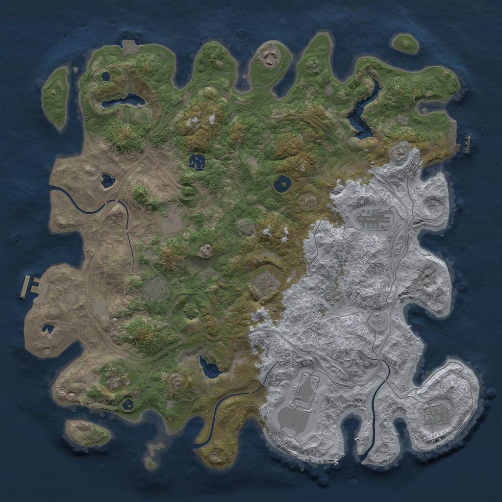 Rust Map: Procedural Map, Size: 4500, Seed: 658303505, 16 Monuments