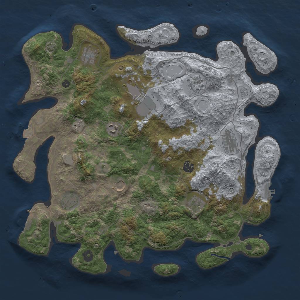 Rust Map: Procedural Map, Size: 4000, Seed: 20351, 18 Monuments