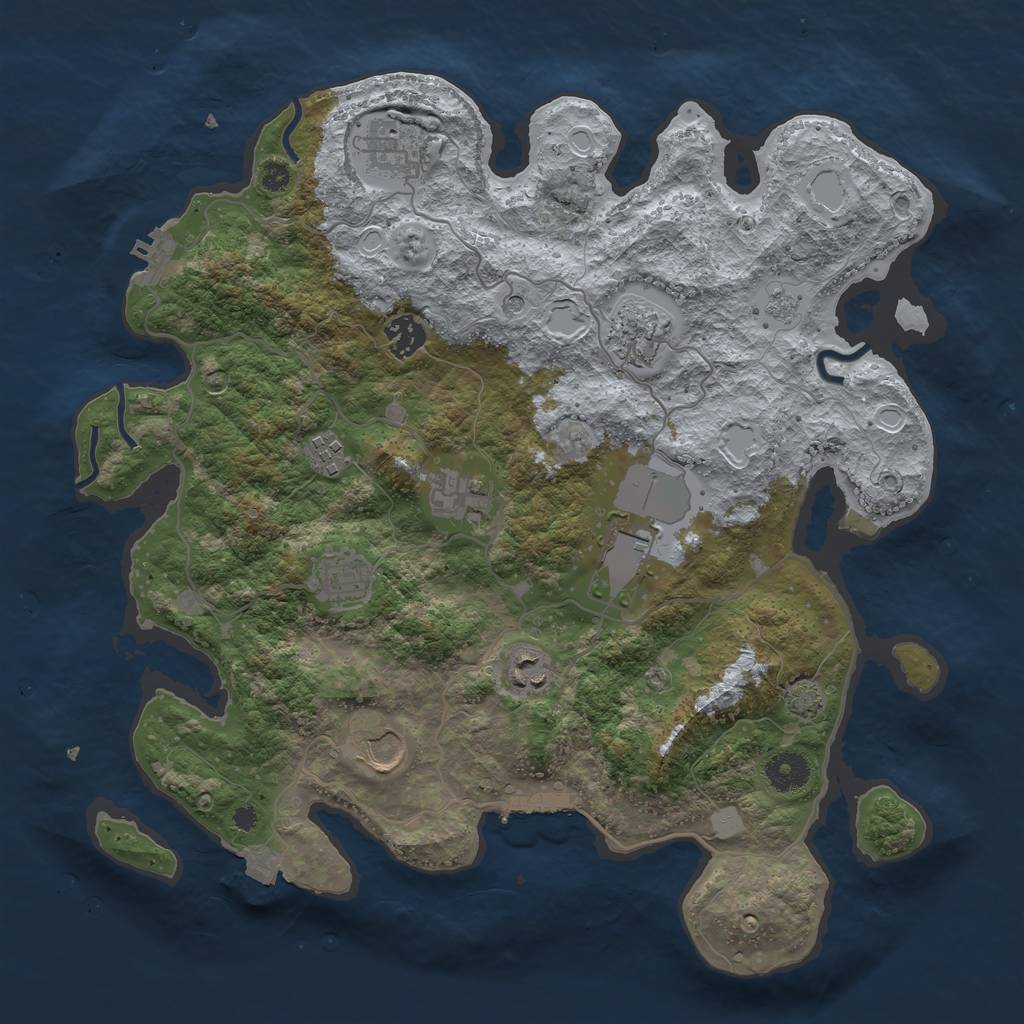 Rust Map: Procedural Map, Size: 3750, Seed: 39635489, 17 Monuments