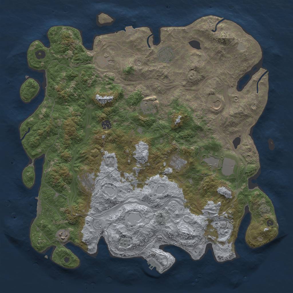 Rust Map: Procedural Map, Size: 4500, Seed: 990868149, 19 Monuments