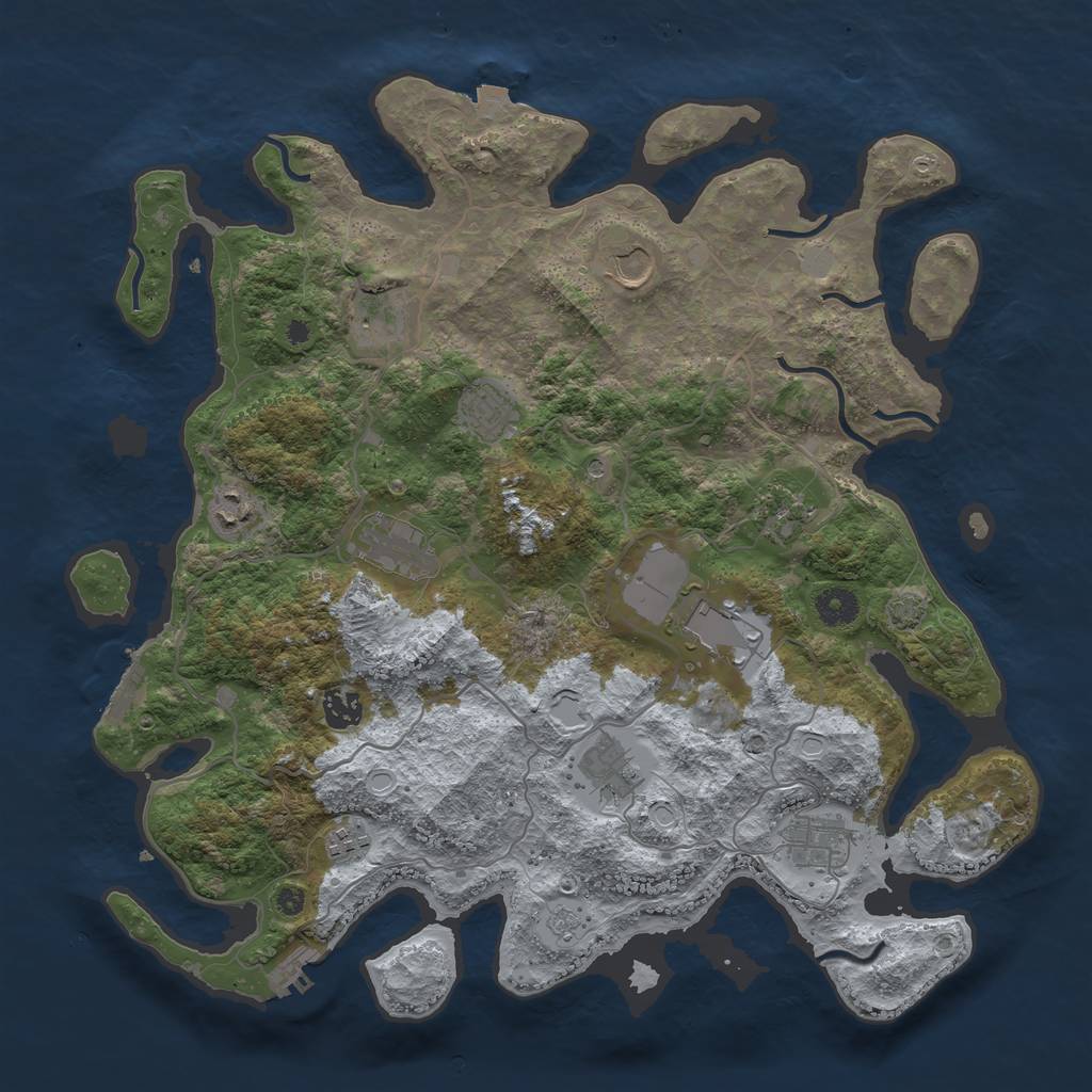 Rust Map: Procedural Map, Size: 4000, Seed: 802543698, 19 Monuments