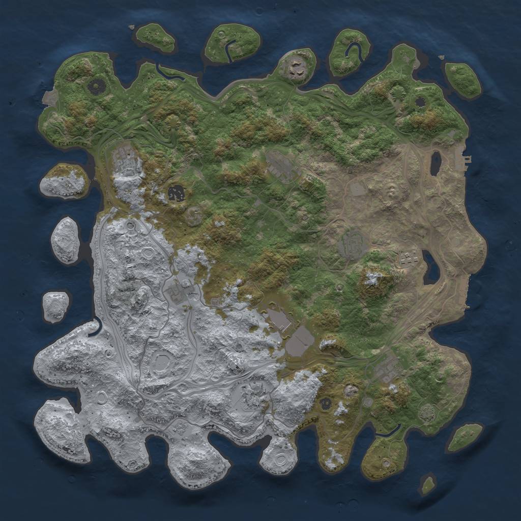 Rust Map: Procedural Map, Size: 4500, Seed: 208722886, 18 Monuments