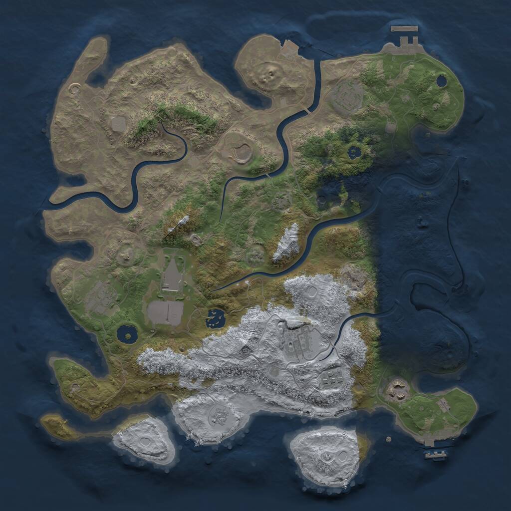 Rust Map: Procedural Map, Size: 3800, Seed: 10588397, 14 Monuments