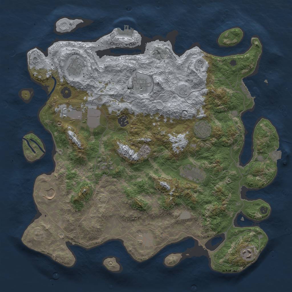 Rust Map: Procedural Map, Size: 4000, Seed: 432253233, 19 Monuments