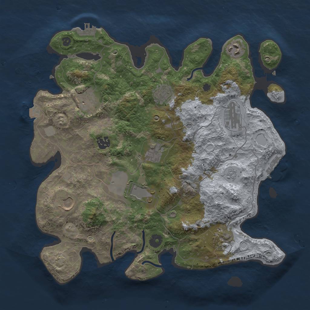 Rust Map: Procedural Map, Size: 3500, Seed: 2020863092, 17 Monuments