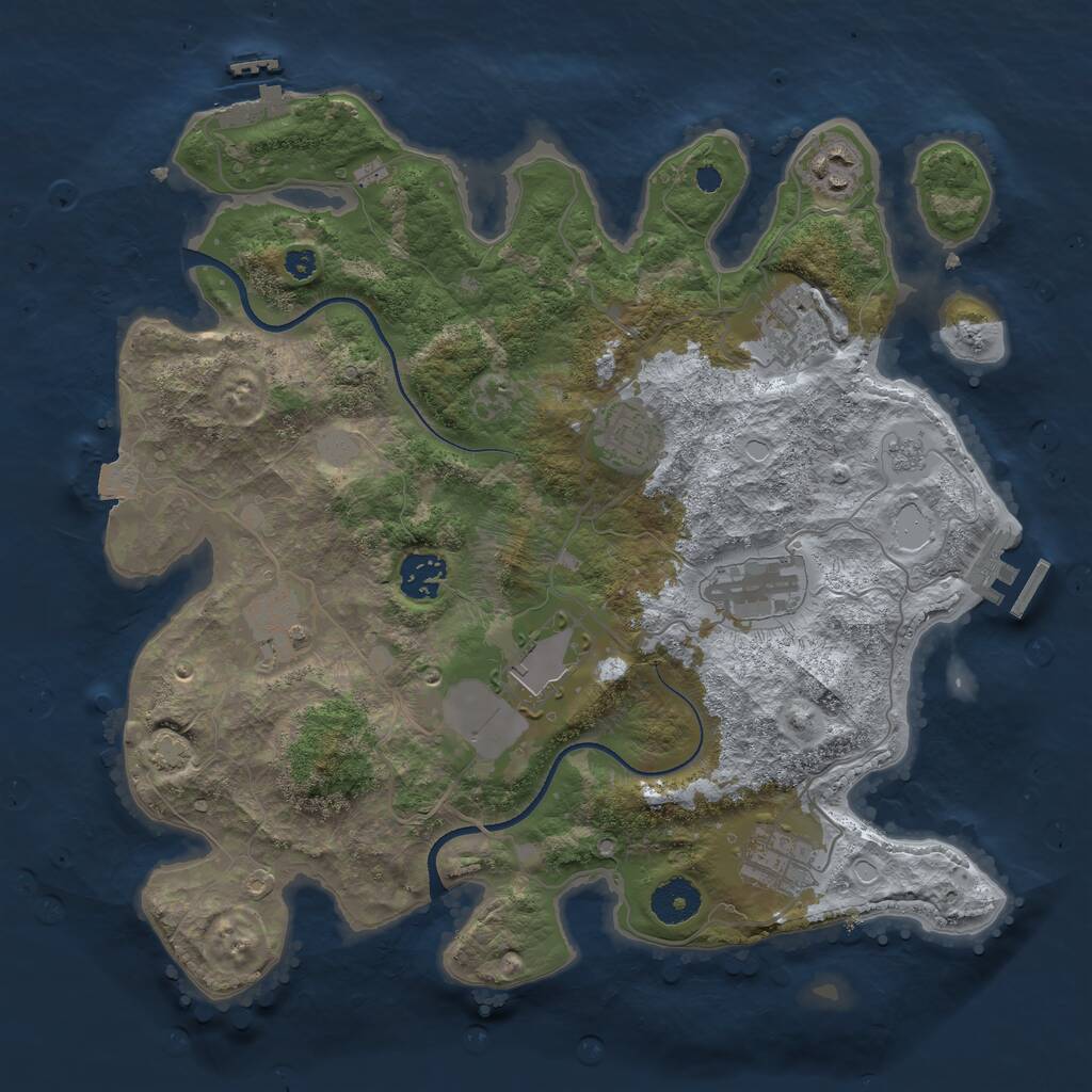 Rust Map: Procedural Map, Size: 3500, Seed: 2020863092, 13 Monuments
