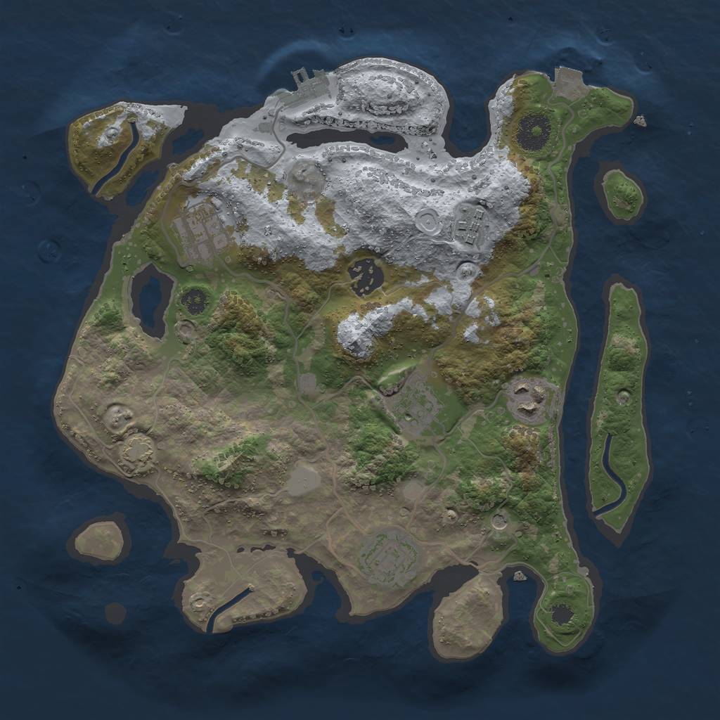 Rust Map: Procedural Map, Size: 3000, Seed: 855996184, 12 Monuments