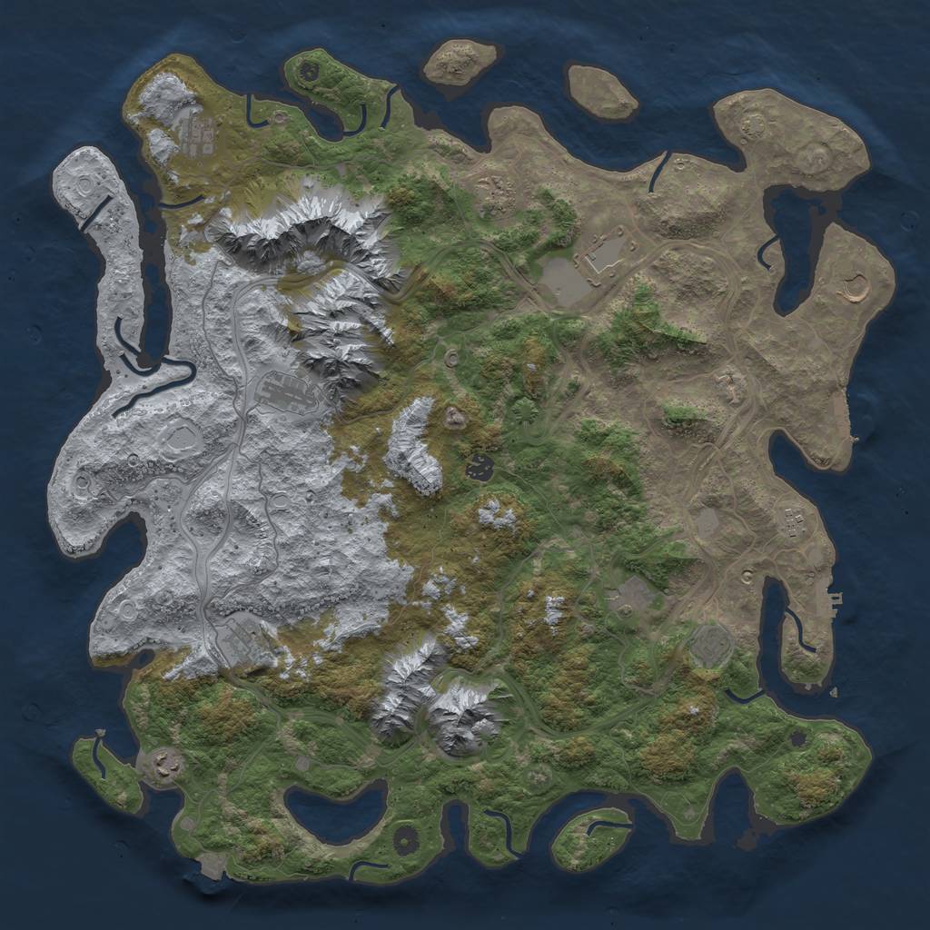 Rust Map: Procedural Map, Size: 5000, Seed: 54541329, 19 Monuments