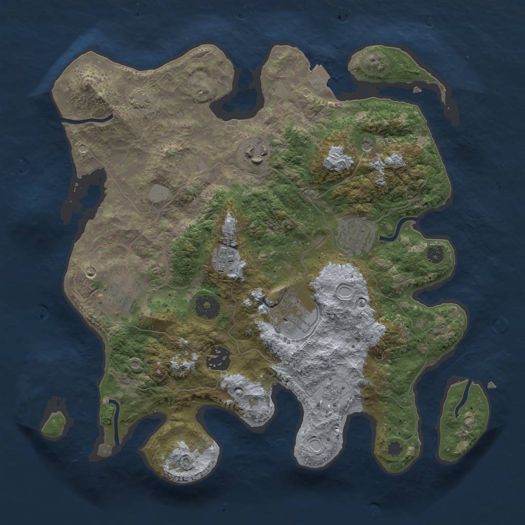 Rust Map: Procedural Map, Size: 3200, Seed: 1183125321, 12 Monuments