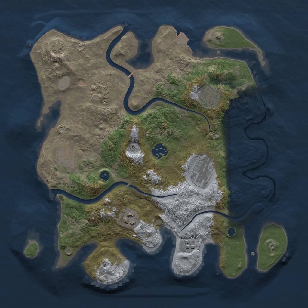 Rust Map: Procedural Map, Size: 3200, Seed: 1183125321, 10 Monuments